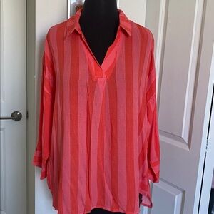 Striped Coral Blouse